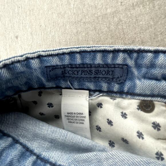 Lucky Brand Lucky Pins Denim Shorts Geometric Pattern Cut Off 2 26 Raw Hem - Picture 8 of 11